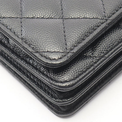 Chanel Shoulder Bag Quilted Mini Black Caviar Leather Chain Wallet — view 7