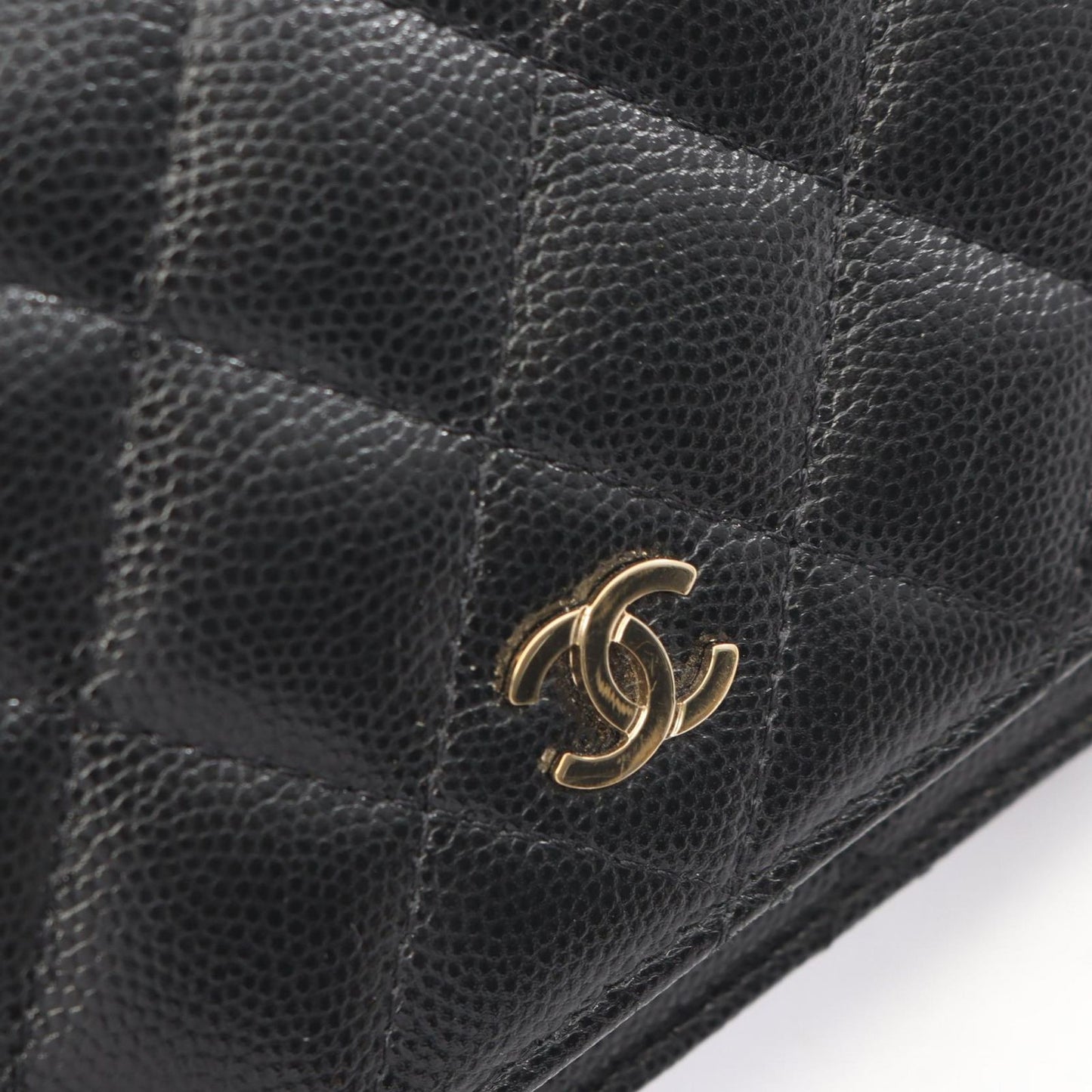 Chanel Shoulder Bag Quilted Mini Black Caviar Leather Chain Wallet — view 6