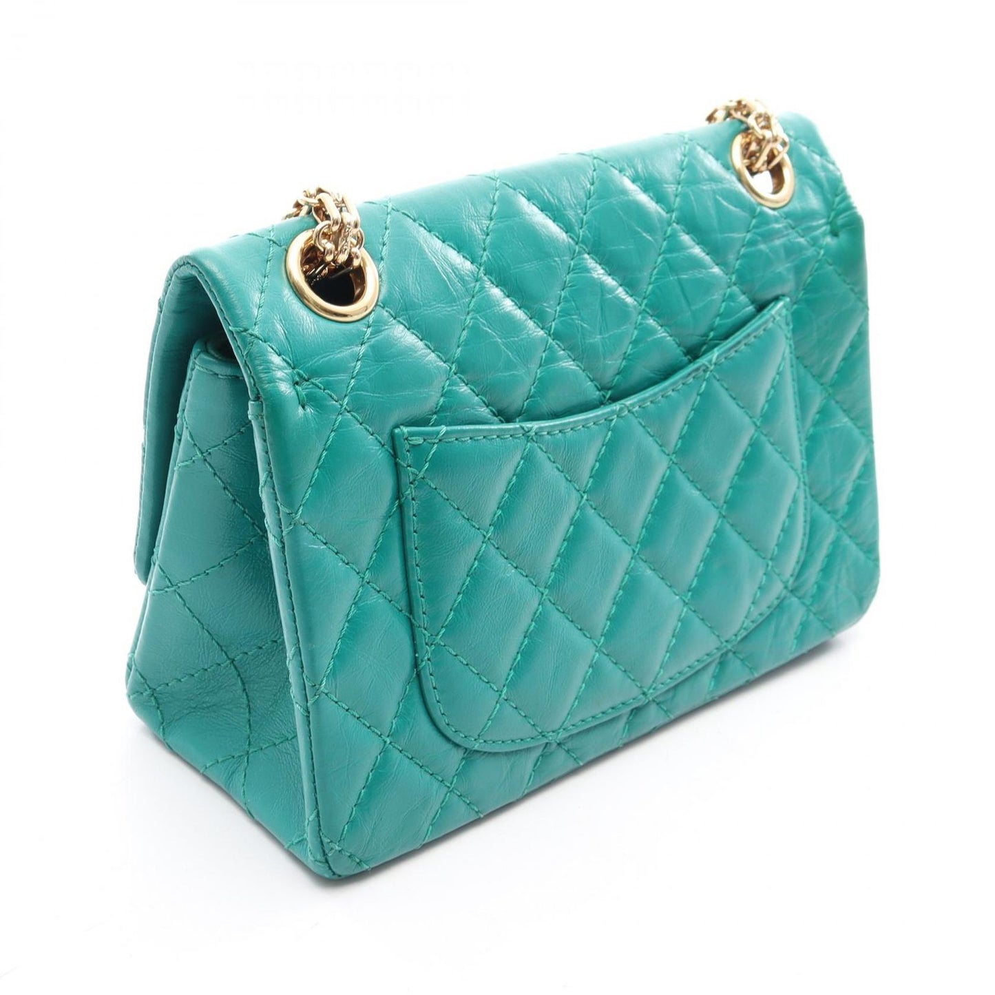 Chanel Shoulder Bag 2.55 Green Calf Mini Quilted Chain — view 2