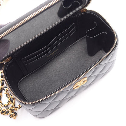 Chanel Shoulder Bag Quilted Vanity 2-Way Black Lambskin Che — view 3
