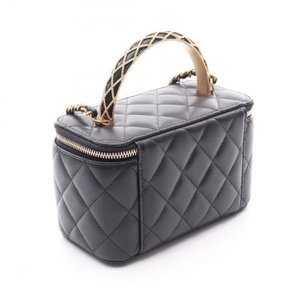 Chanel Shoulder Bag Quilted Vanity 2-Way Black Lambskin Che — view 2