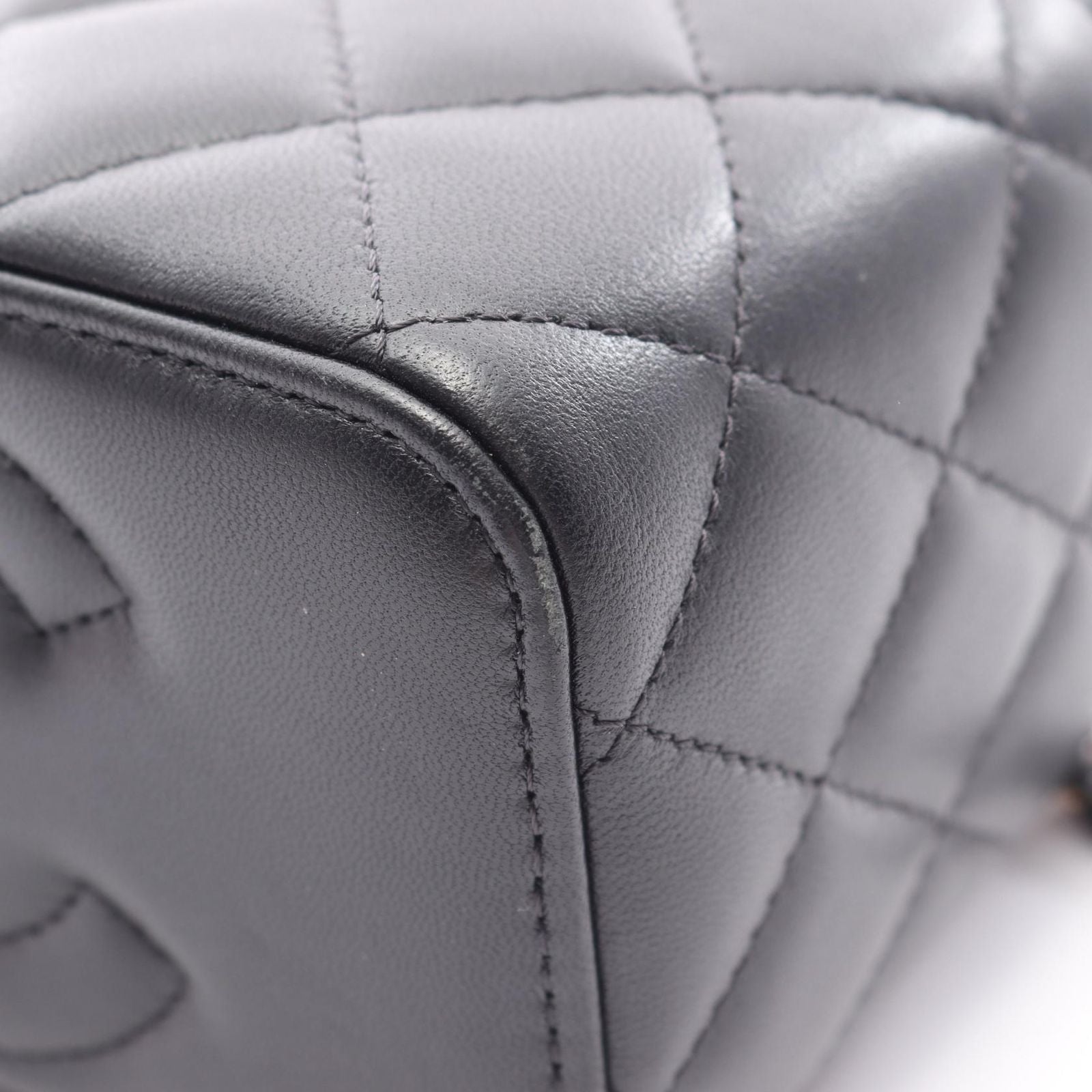 Chanel Shoulder Bag Quilted Vanity 2-Way Black Lambskin Che — view 6