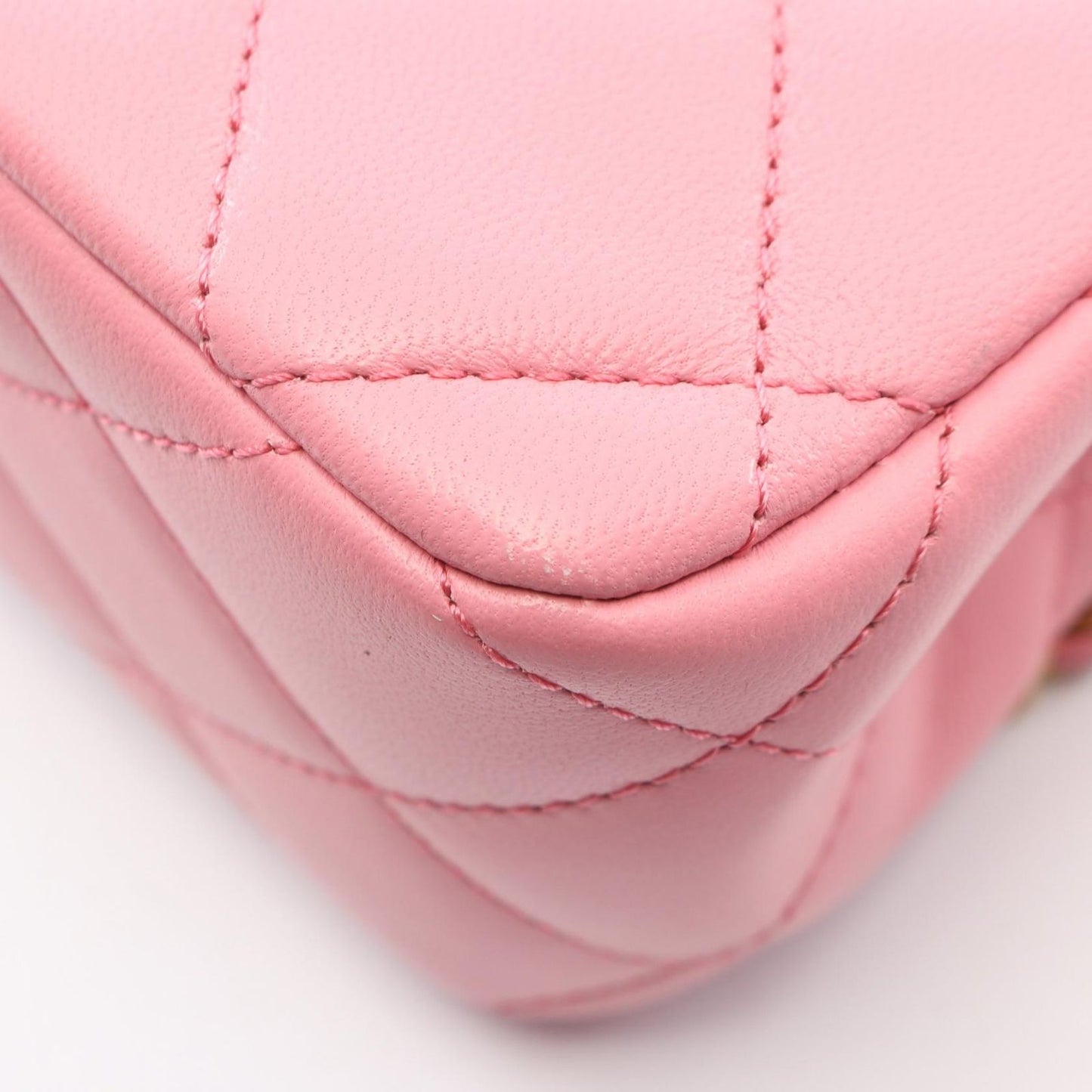 Chanel Shoulder Bag Quilted Top Handle Flap 2-Way Pink Lambskin Top Chain — view 8
