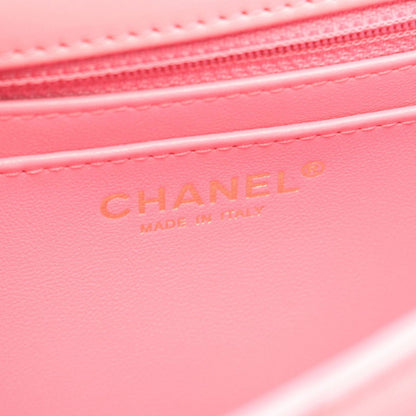 Chanel Shoulder Bag Quilted Top Handle Flap 2-Way Pink Lambskin Top Chain — view 4