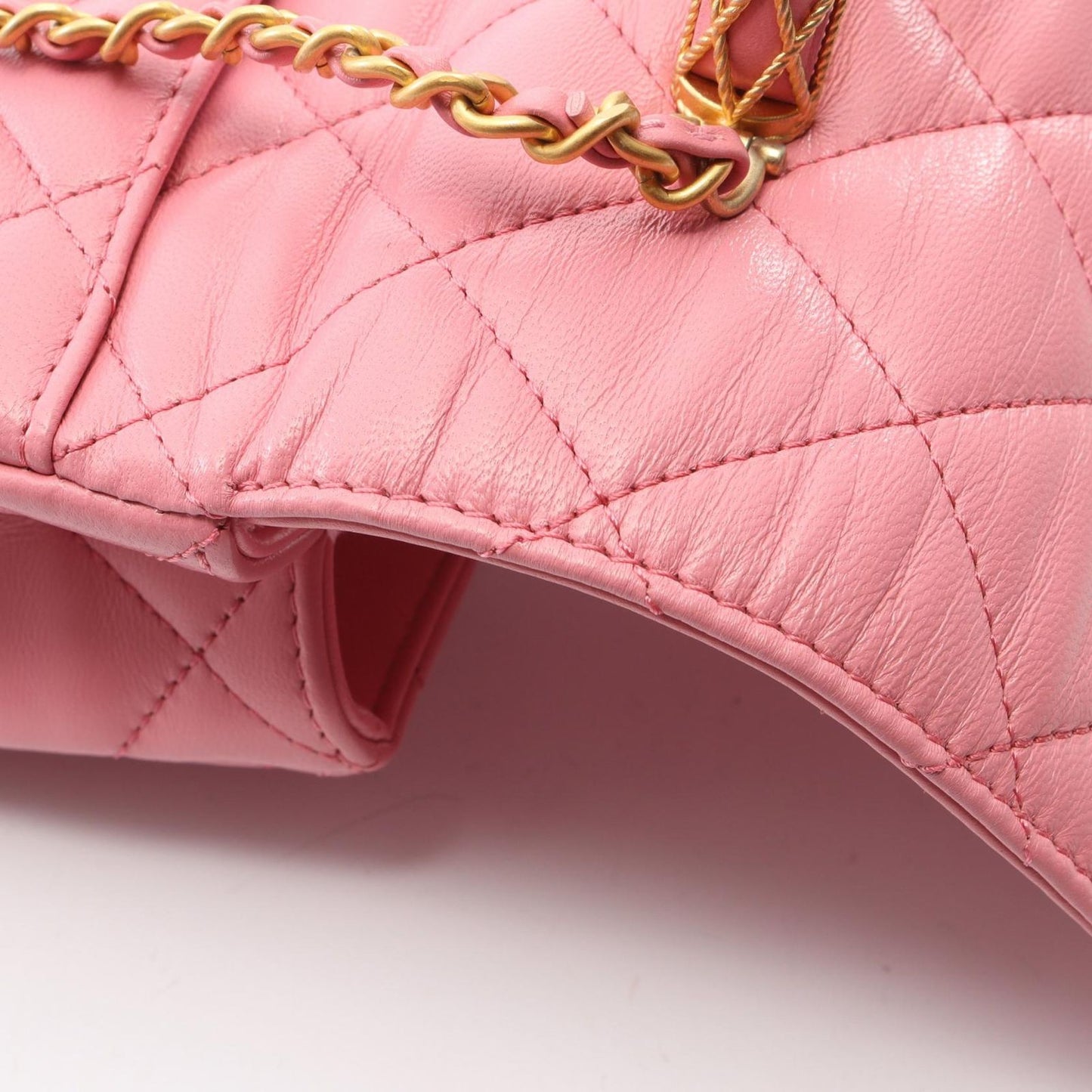 Chanel Shoulder Bag Quilted Top Handle Flap 2-Way Pink Lambskin Top Chain — view 7