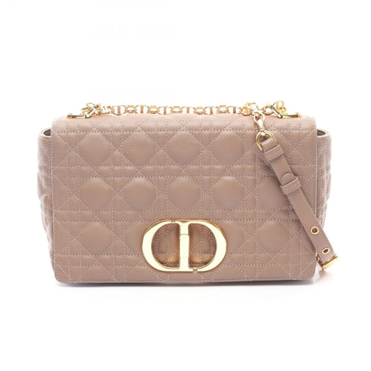 Dior Shoulder Bag Caro Cannage Gray Leather
