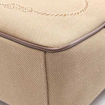 Prada Shoulder Bag Logo Jacquard Beige Brown Canvas Leather — view 6
