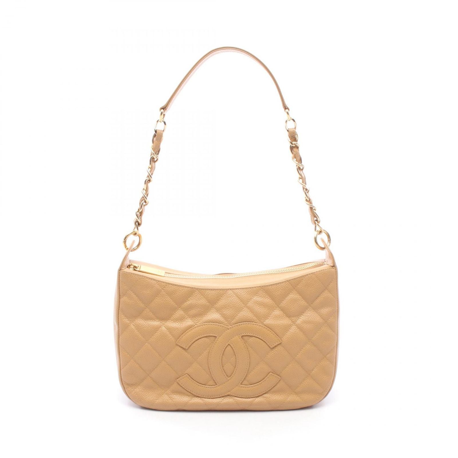 Chanel Shoulder Bag Quilted Caviar Leather CC Logo