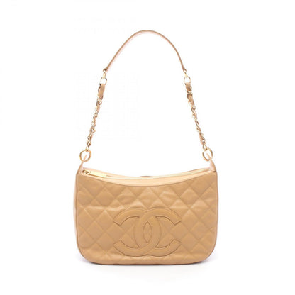 Chanel Shoulder Bag Quilted Caviar Leather CC Logo