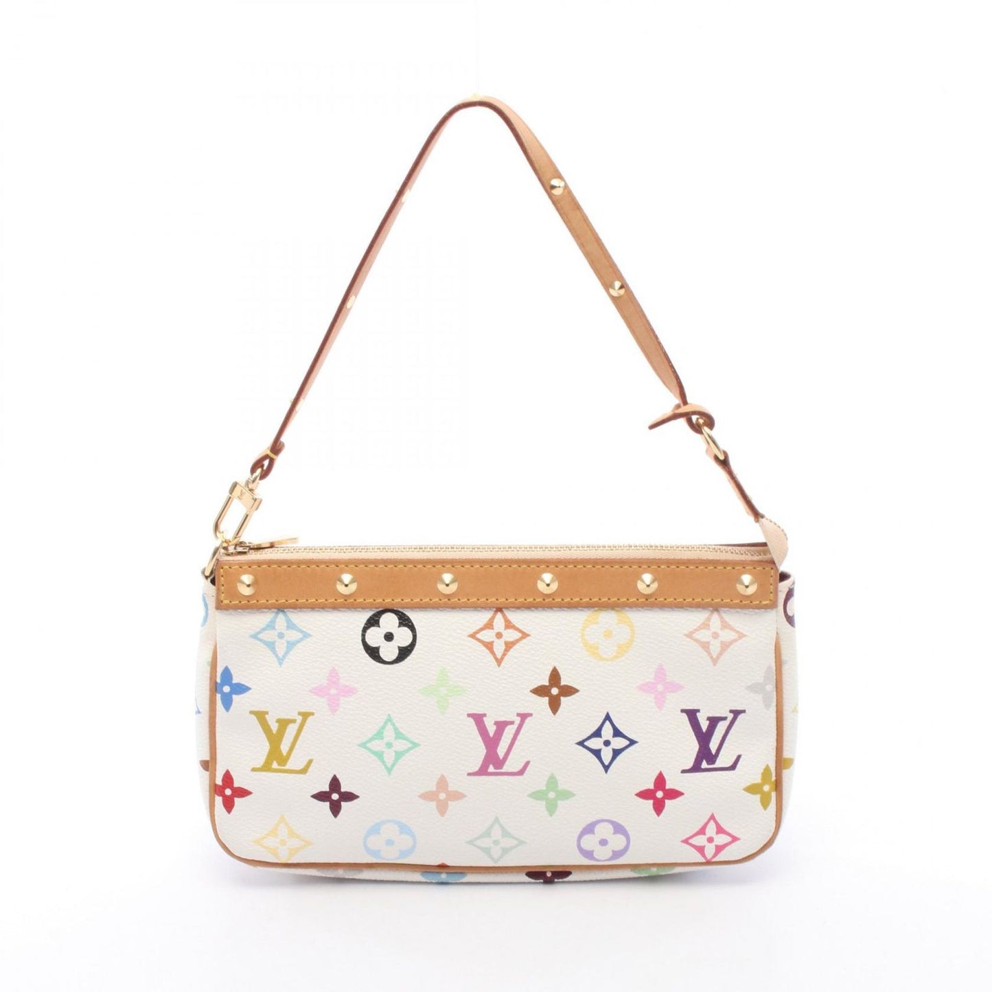 Louis Vuitton Handbag Pochette Blanc Canvas Leather