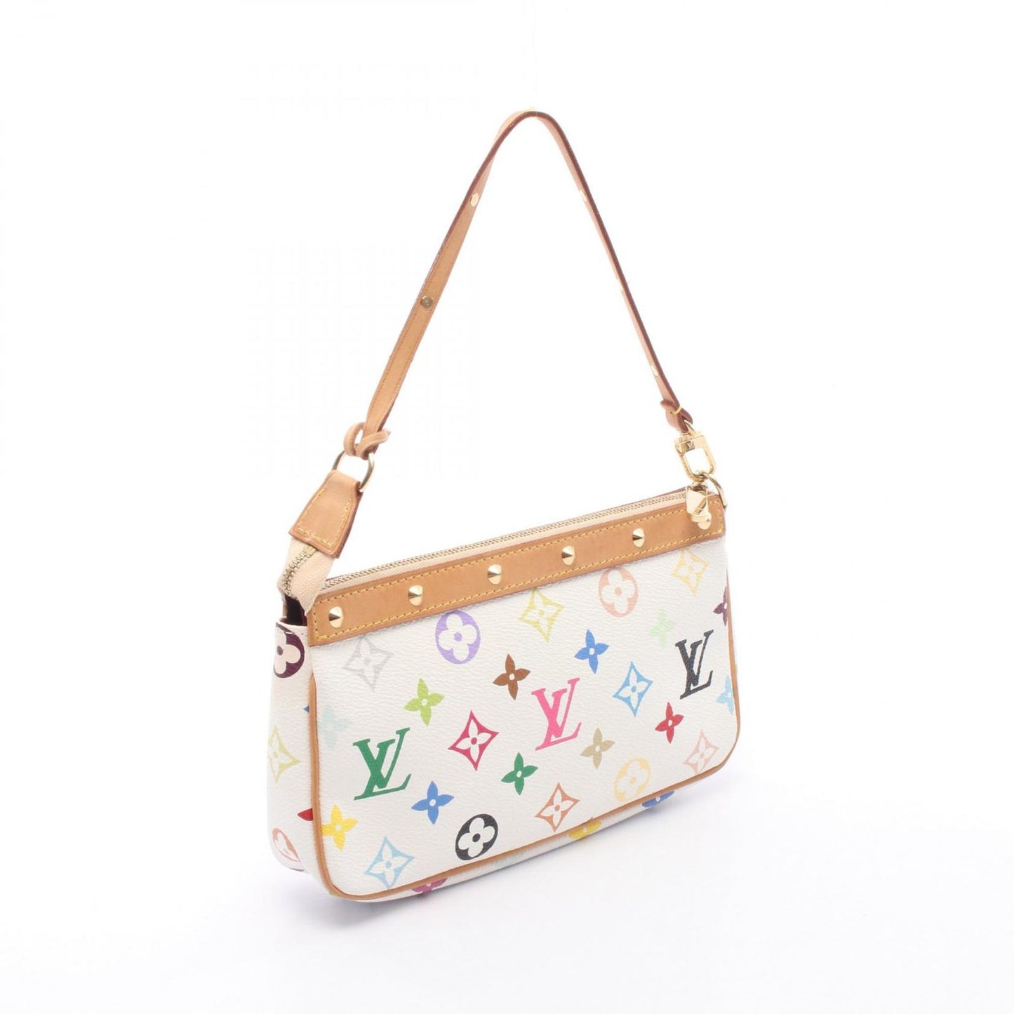 Louis Vuitton Handbag Pochette Blanc Canvas Leather — view 2