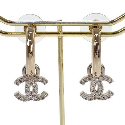 Chanel CC Logo Hoop Earrings Metal Gold Silver