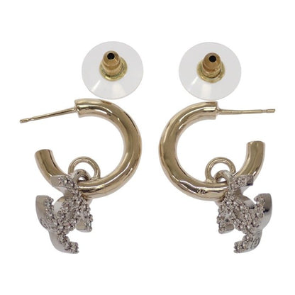 Chanel CC Logo Hoop Earrings Metal Gold Silver — view 6