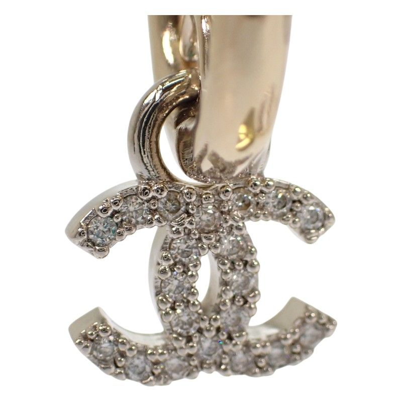 Chanel CC Logo Hoop Earrings Metal Gold Silver — view 7