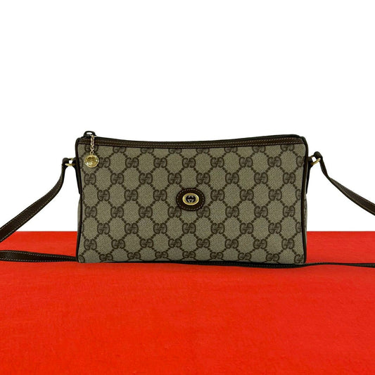 Gucci Vintage GG Logo Pattern Leather Mini Shoulder Bag Pochette Brown