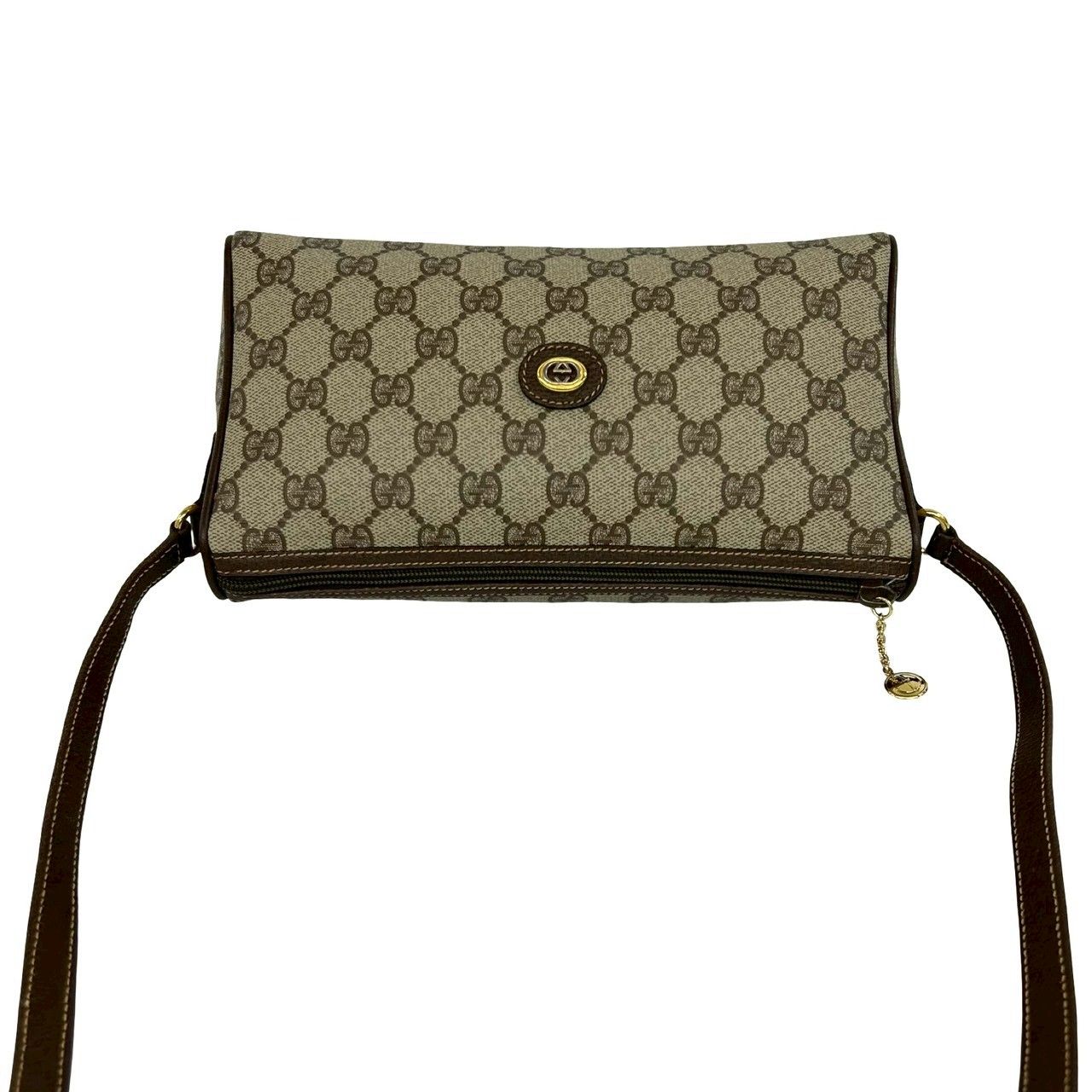 Gucci Vintage GG Logo Pattern Leather Mini Shoulder Bag Pochette Brown — view 4