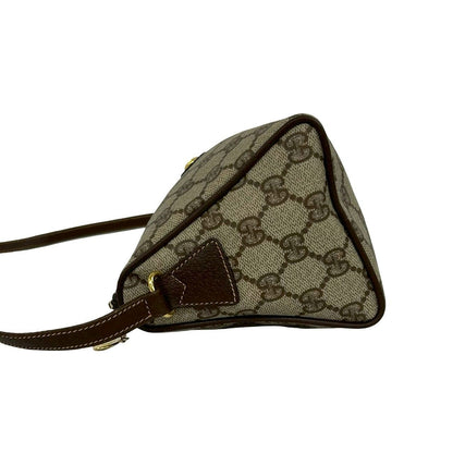 Gucci Vintage GG Logo Pattern Leather Mini Shoulder Bag Pochette Brown — view 5