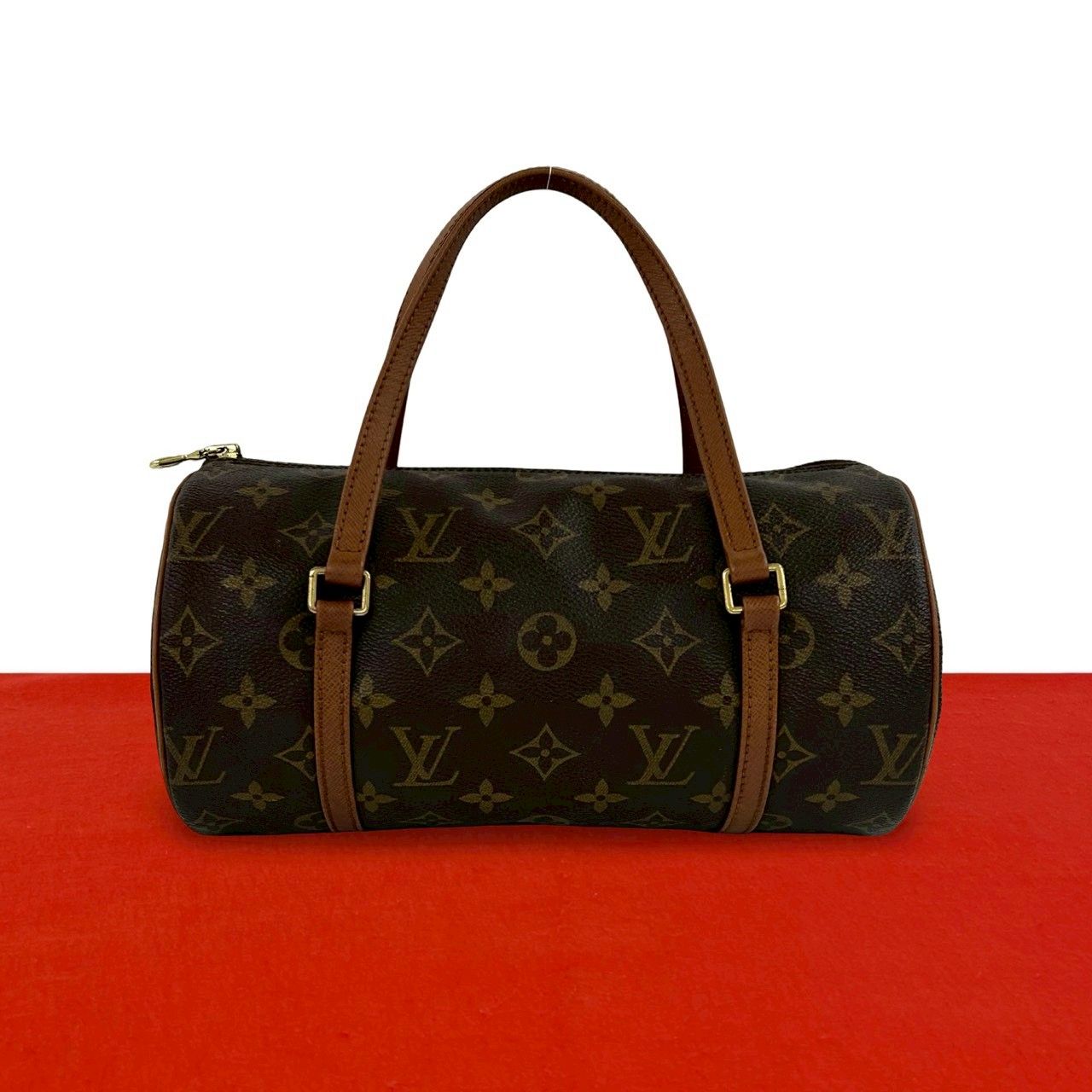 Louis Vuitton Papillon 26 Monogram Pattern Leather Mini Boston Bag Brown