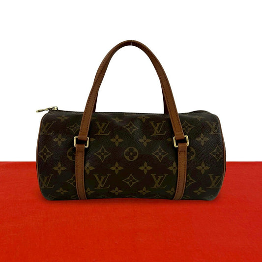 Louis Vuitton Papillon 26 Monogram Pattern Leather Mini Boston Bag Brown