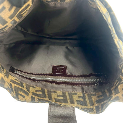 Fendi Vintage Zucca FF Logo Pattern Canvas Leather Shoulder Bag Brown — view 9