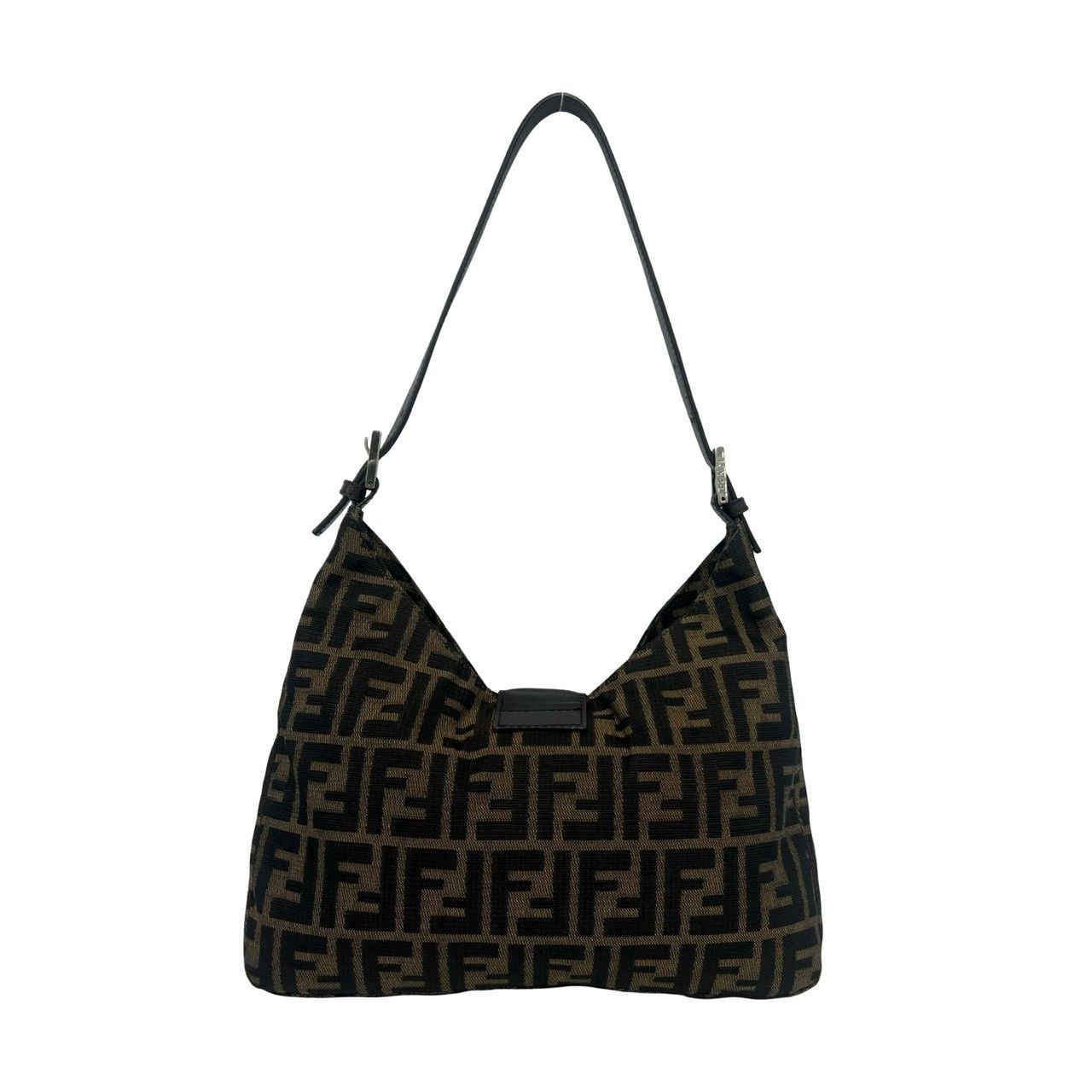 Fendi Vintage Zucca FF Logo Pattern Canvas Leather Shoulder Bag Brown — view 3
