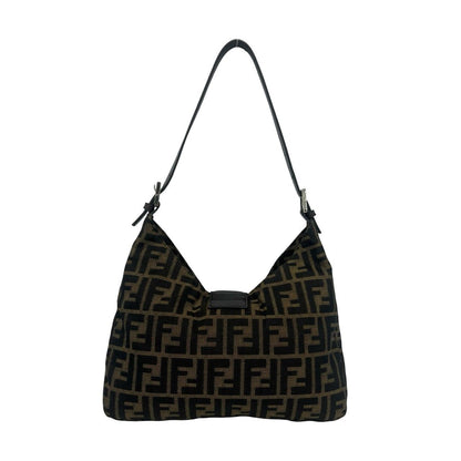 Fendi Vintage Zucca FF Logo Pattern Canvas Leather Shoulder Bag Brown — view 3
