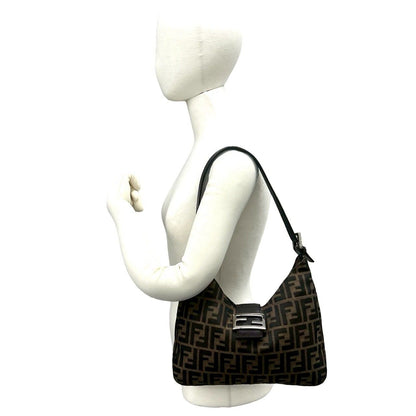 Fendi Vintage Zucca FF Logo Pattern Canvas Leather Shoulder Bag Brown — view 2