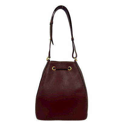 Cartier Vintage Must Line Logo Leather Shoulder Bag Tote Wine — view 3