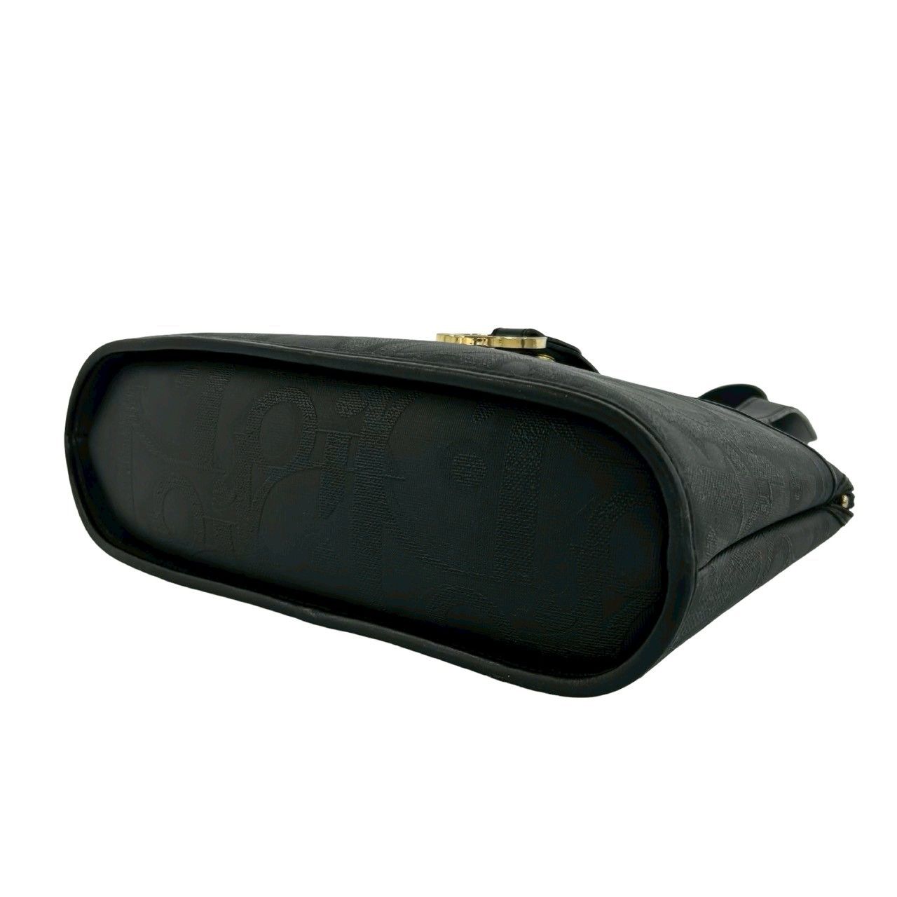 Dior Vintage Logo Leather Tote Mini Boston Bag Black — view 8