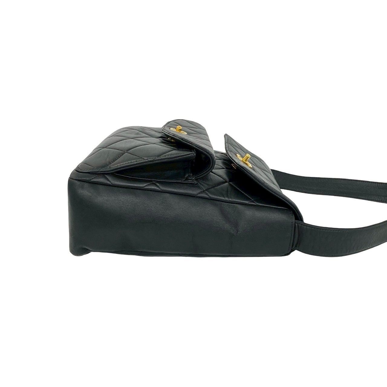 Chanel Vintage Quilted CC Logo Lambskin Leather Shoulder Bag Black — view 6