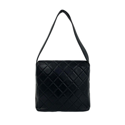 Chanel Vintage Quilted CC Logo Lambskin Leather Shoulder Bag Black — view 3