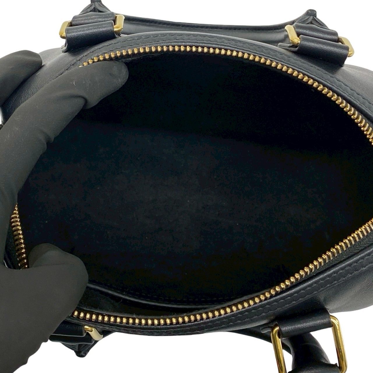 Celine Cuir Triomphe Small Boston Leather 2-Way Shoulder Bag Black — view 9
