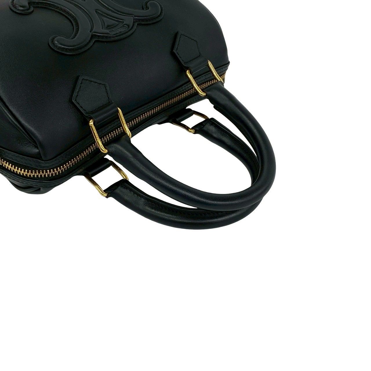 Celine Cuir Triomphe Small Boston Leather 2-Way Shoulder Bag Black — view 4