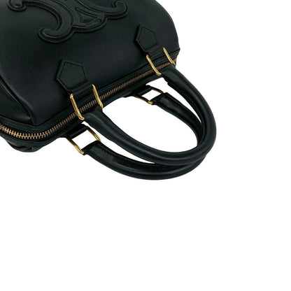 Celine Cuir Triomphe Small Boston Leather 2-Way Shoulder Bag Black — view 4