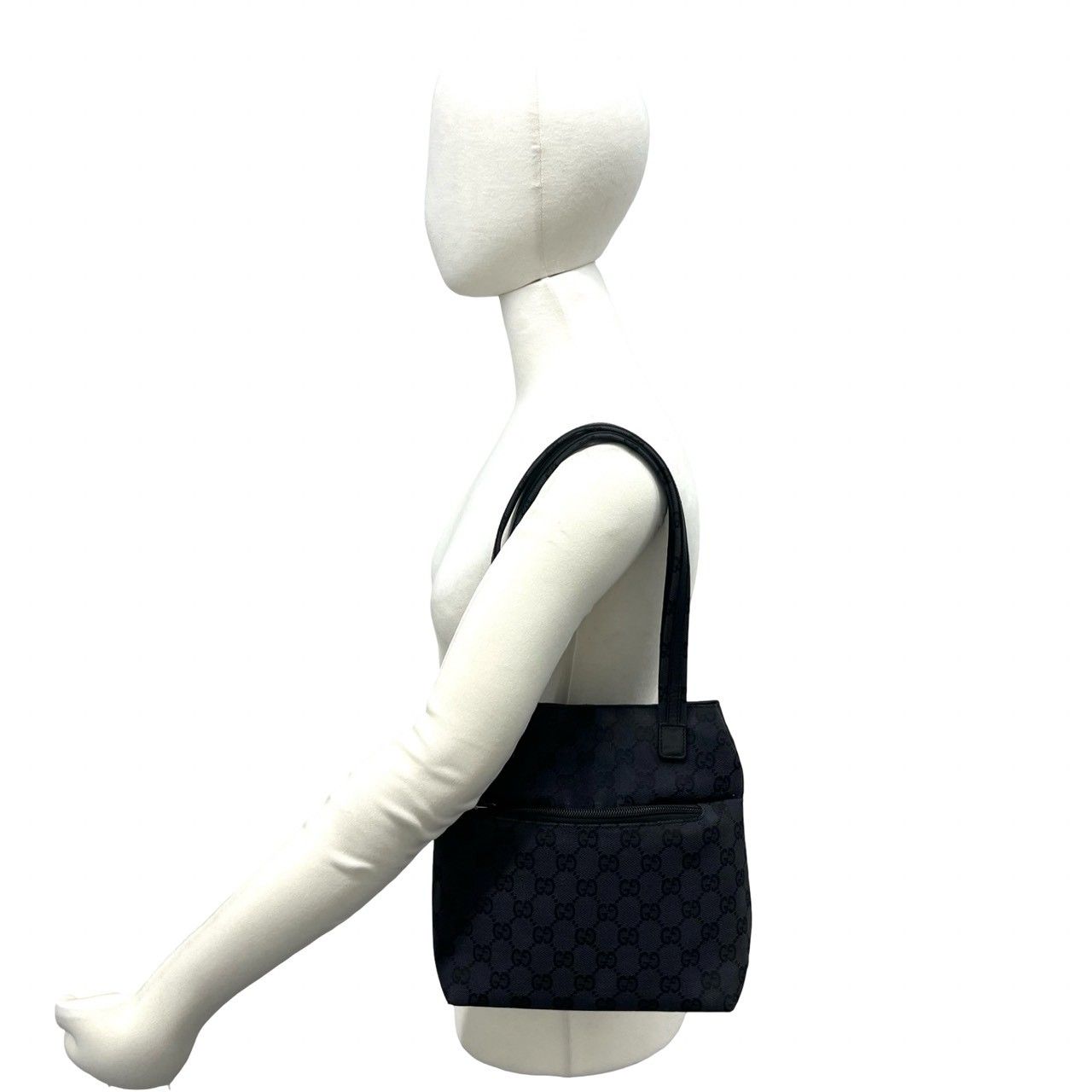 Gucci GG Pattern Canvas Leather Mini Tote Shoulder Bag Black — view 2