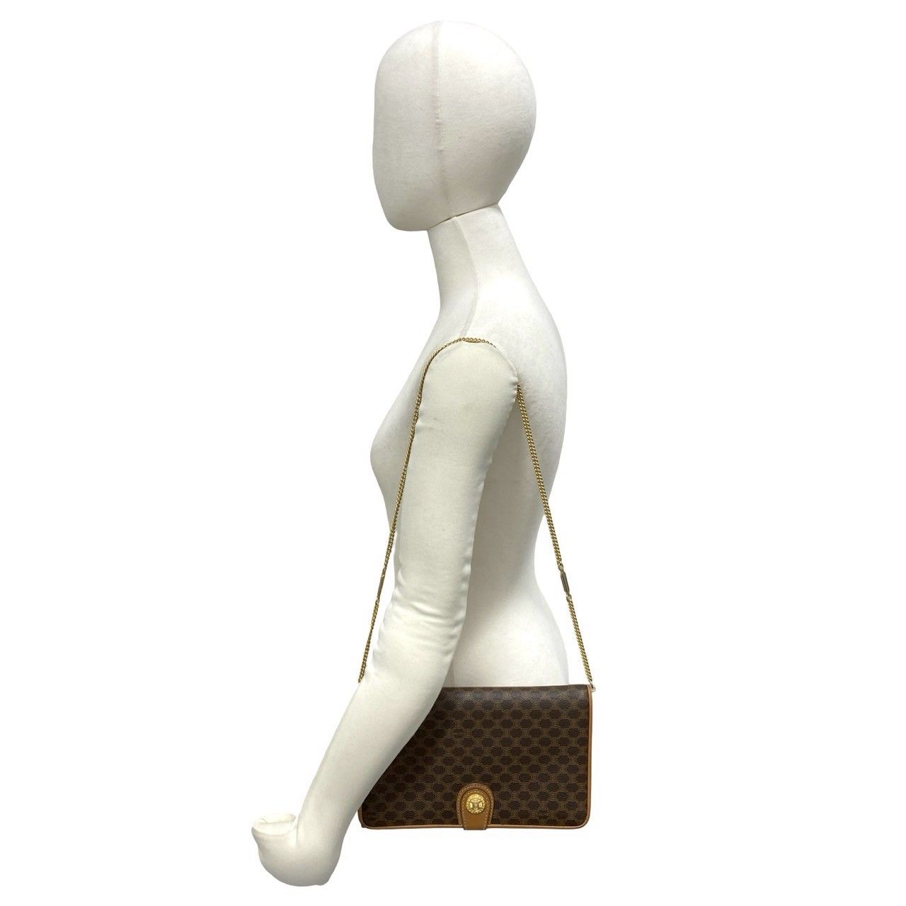 Celine Vintage Macadam Blason Triomphe Pattern Leather Mini Chain Shoulder — view 2