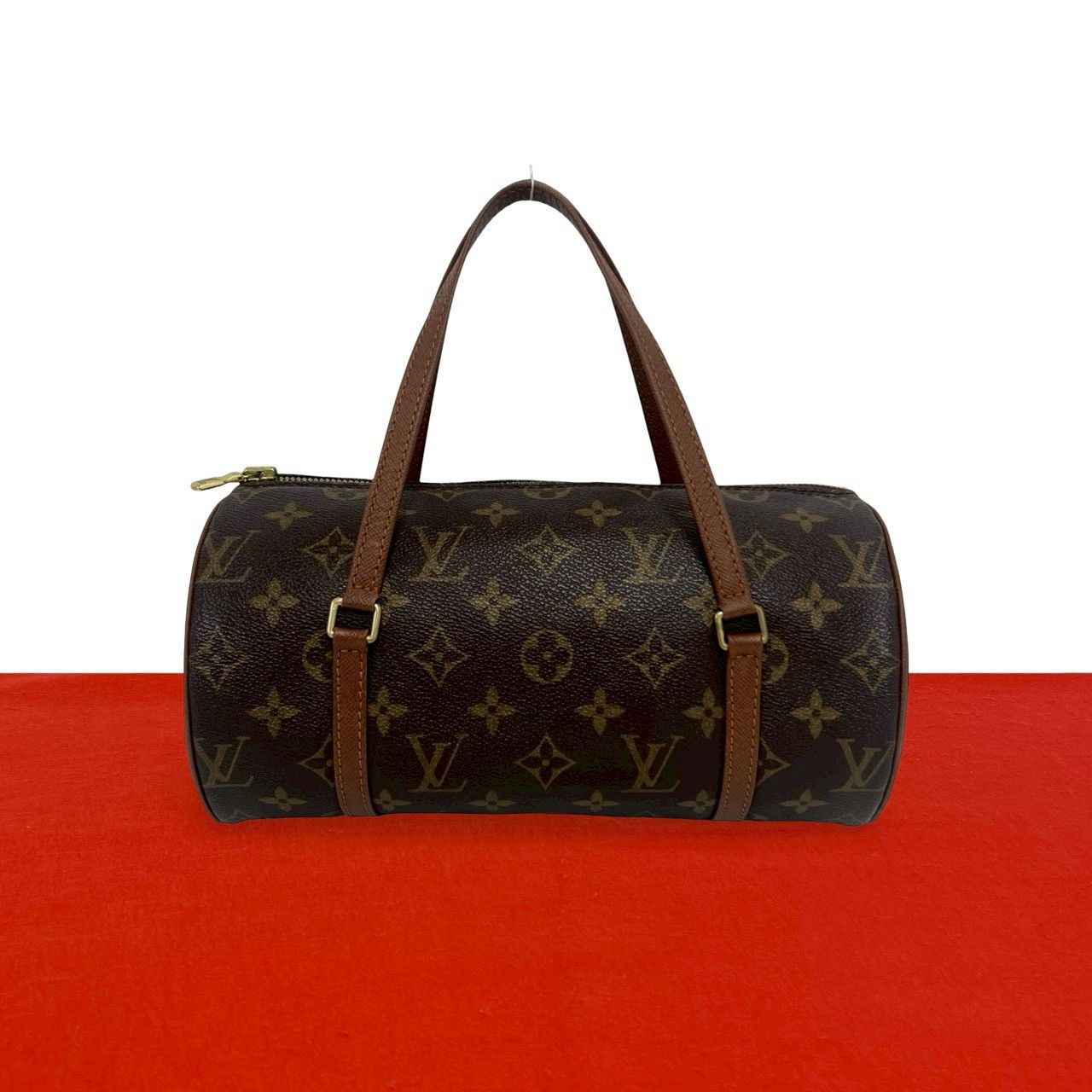 Louis Vuitton Papillon Monogram Pattern Leather Mini Boston Bag Brown
