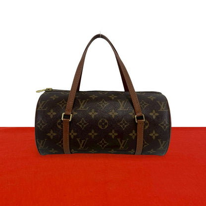 Louis Vuitton Papillon Monogram Pattern Leather Mini Boston Bag Brown