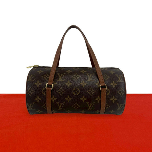 Louis Vuitton Papillon Monogram Pattern Leather Mini Boston Bag Brown