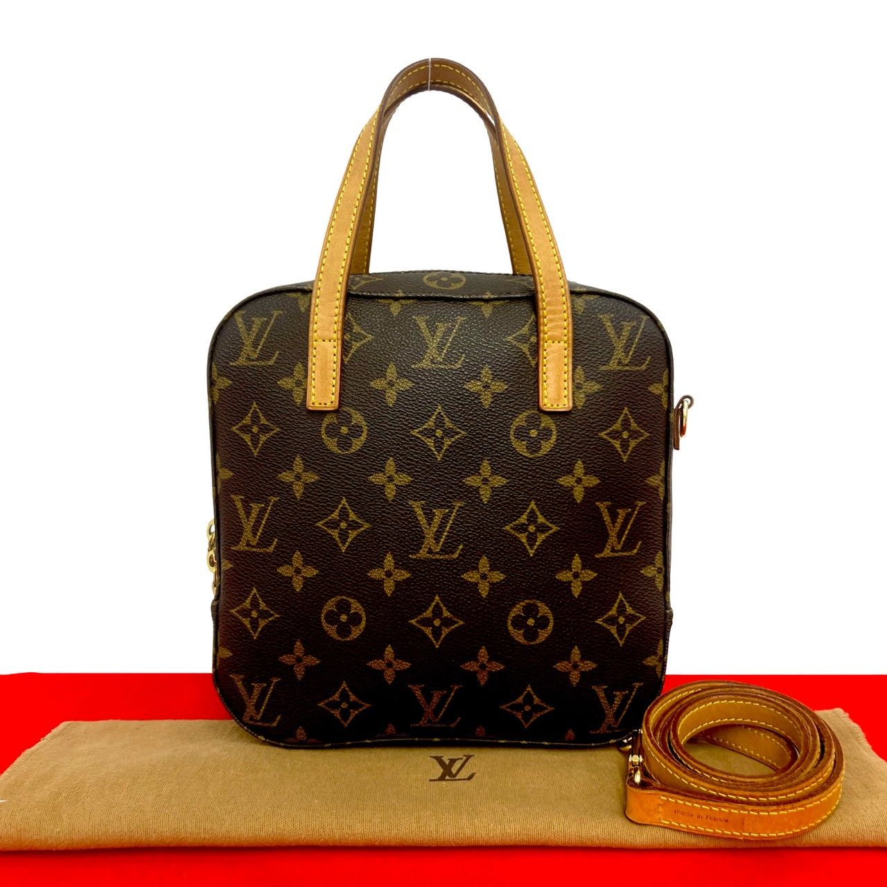 Louis Vuitton Spontini Monogram Pattern Leather 2-Way Shoulder Bag Brown