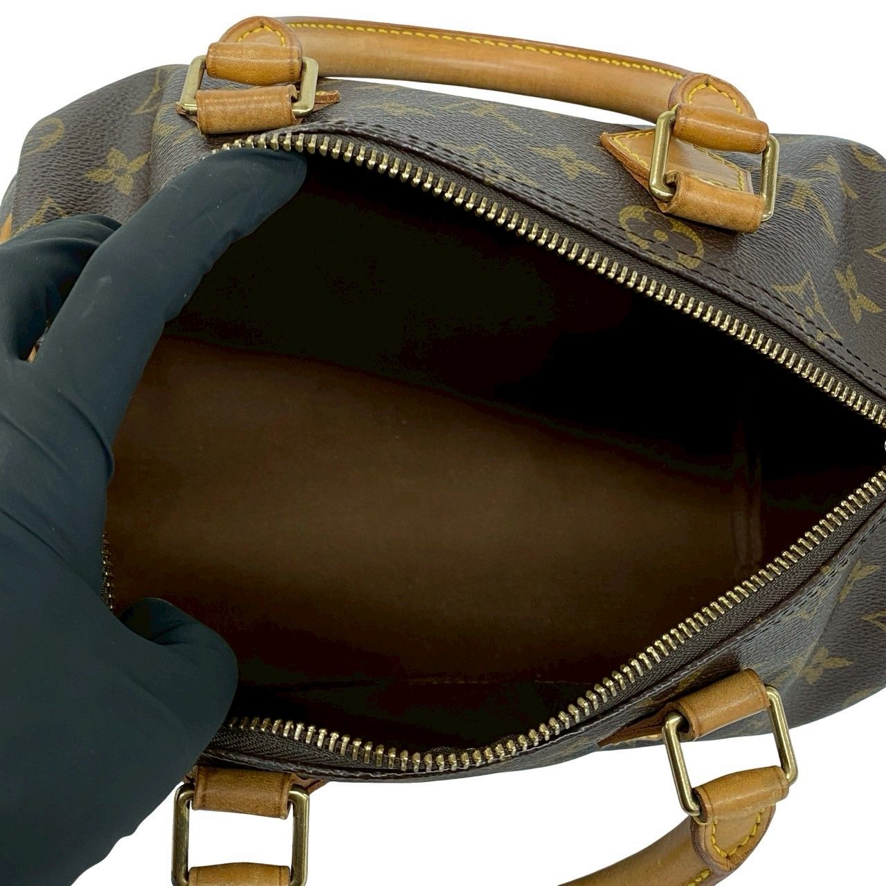Louis Vuitton Vintage Speedy 25 Monogram Leather Mini Boston Bag Brown — view 9