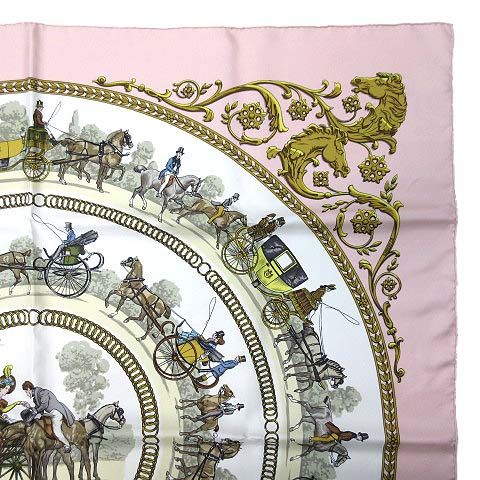 Hermes Carre 90 Silk Scarf Walk Long Chien Promenade Longchamps Pink — view 6