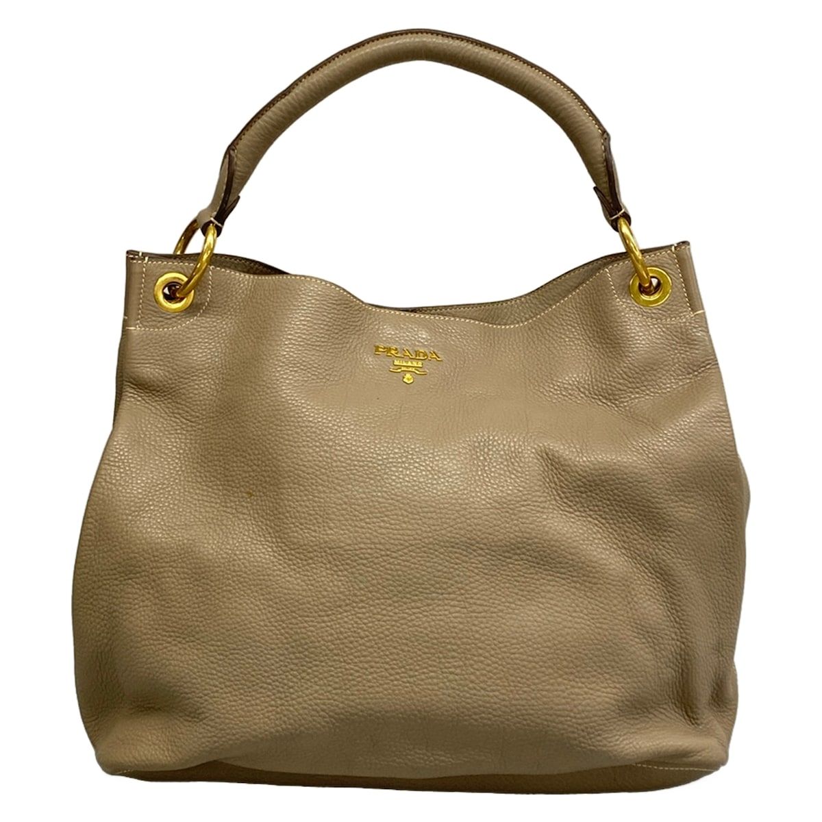Prada Shoulder Bag Vitello Dyno Beige Leather