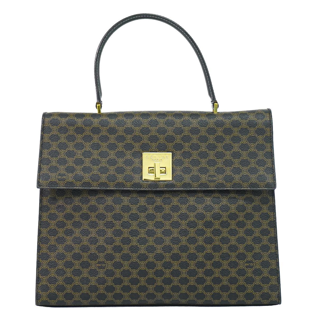 Celine Macadam Handbag Black Brown Bag