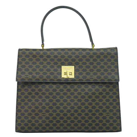 Celine Macadam Handbag Black Brown Bag