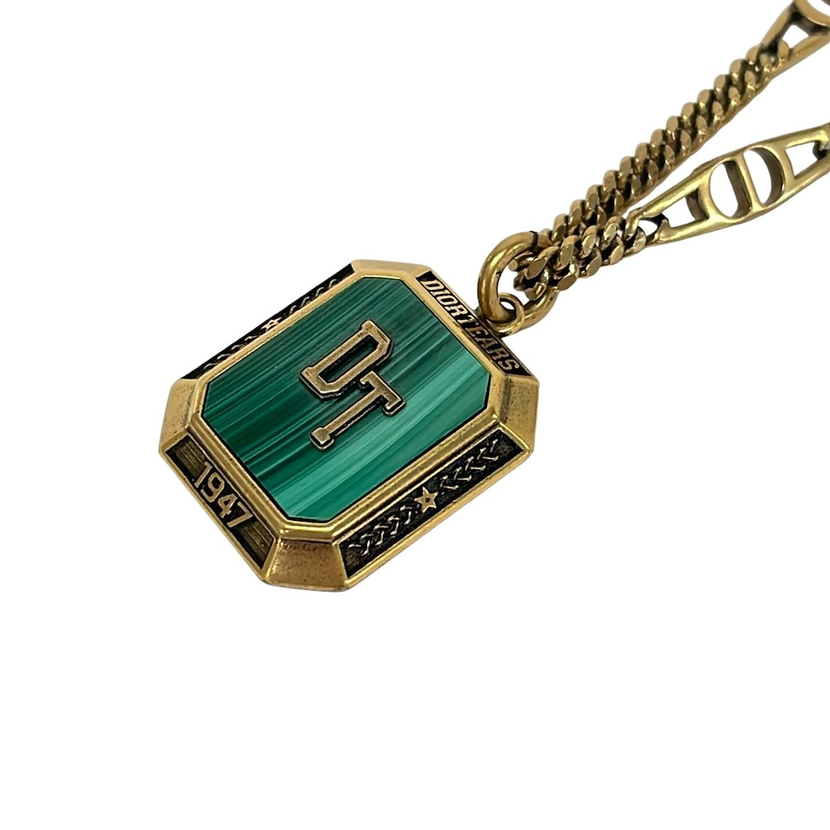 Dior Necklace Gold Malachite Denim Tears