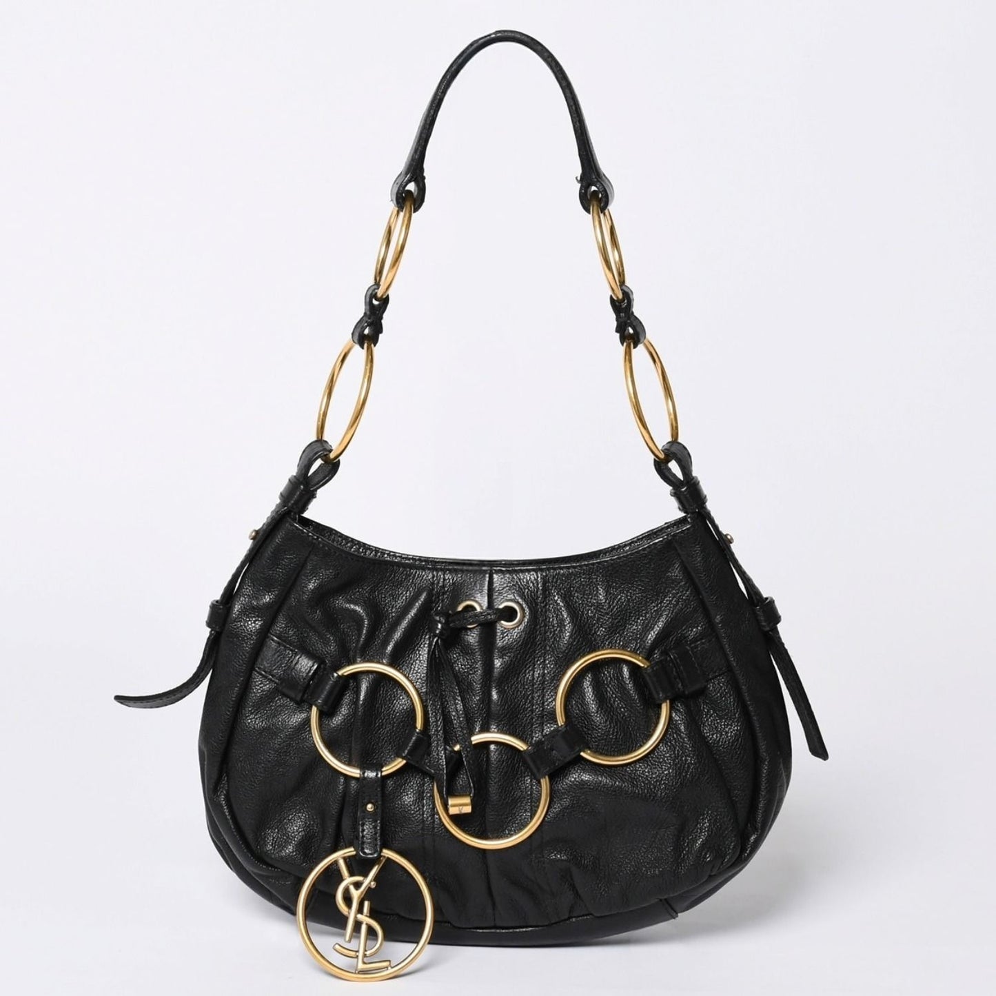 Saint Laurent Handbag Gold Ring Leather Black