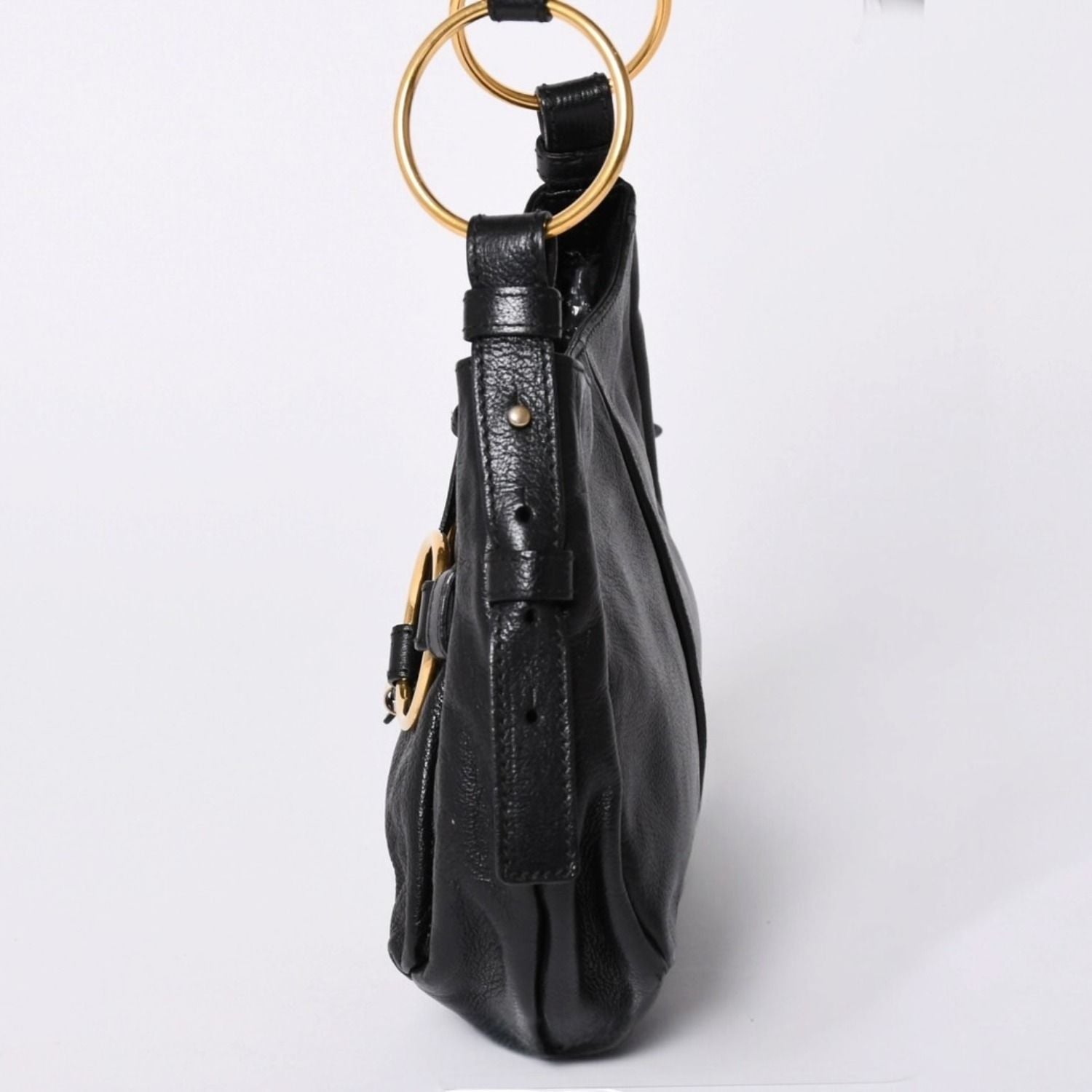 Saint Laurent Handbag Gold Ring Leather Black — view 4