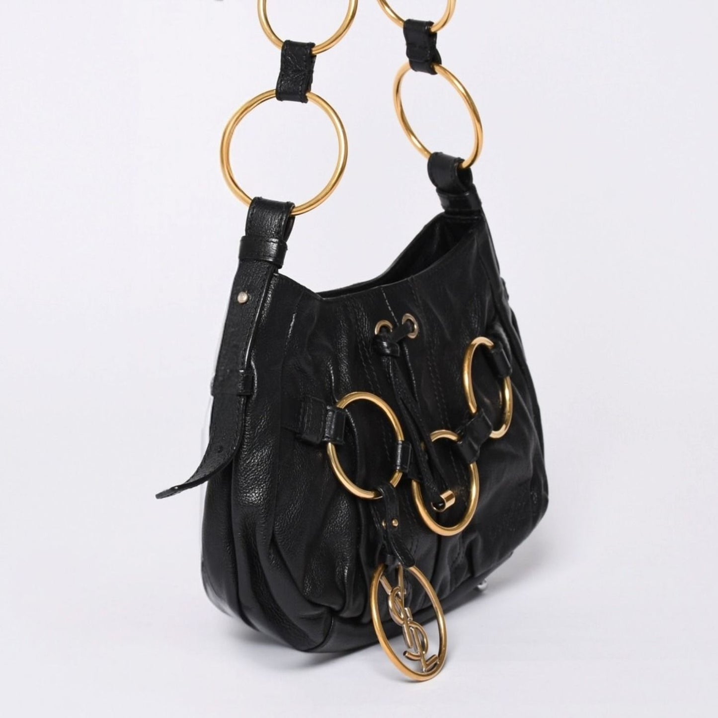 Saint Laurent Handbag Gold Ring Leather Black — view 3