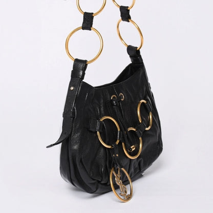 Saint Laurent Handbag Gold Ring Leather Black — view 3